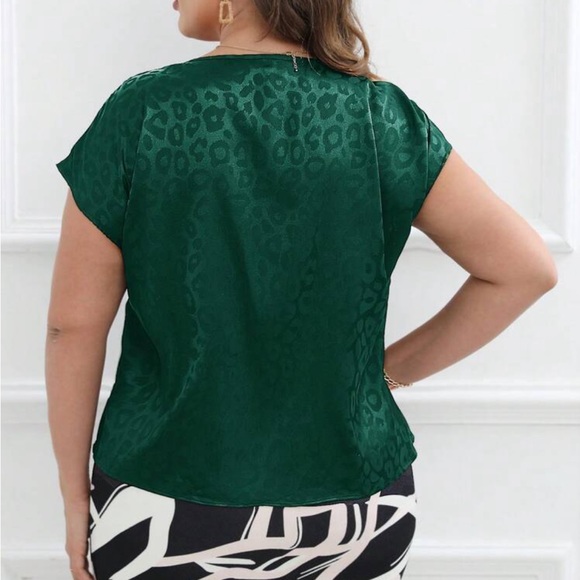 Luxe Plus Size Satin Leopard Print Work Office Top Blouse Shirt - Picture 7 of 16